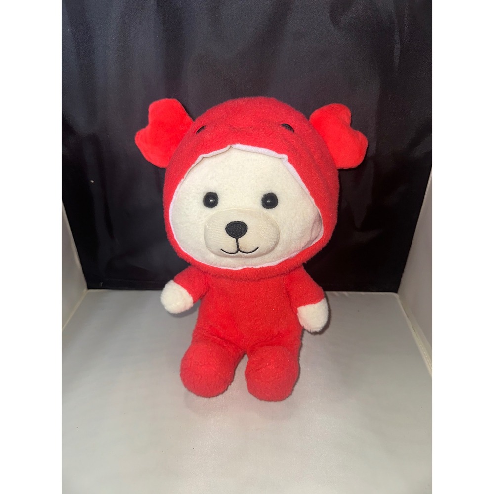 Kellytoy Plush White Bear in Red Crab Costume Stuffed Animal 10"